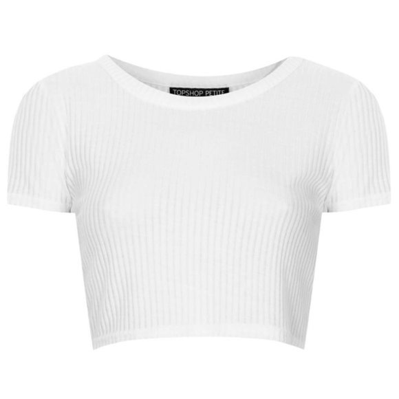 Topshop Tops - Nwt Topshop Ribbed White Crop Top Size 8